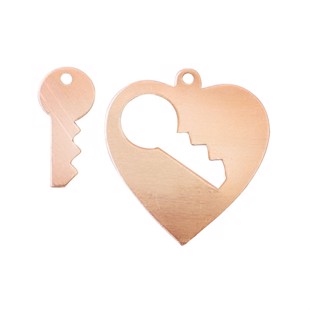 Copper stencil - 10 pcs. - Heart & Key
